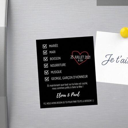 Aimant personnalisé 10 x 12 cm avec texte - Invitation