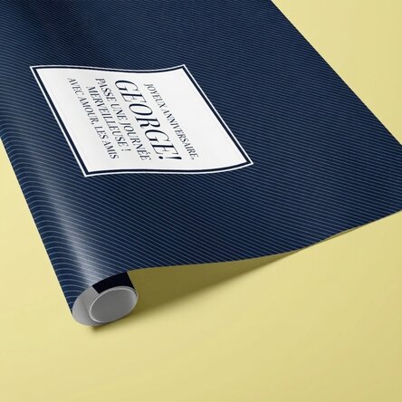 Papier d'emballage cadeau personnalisé avec texte - Bleu foncé