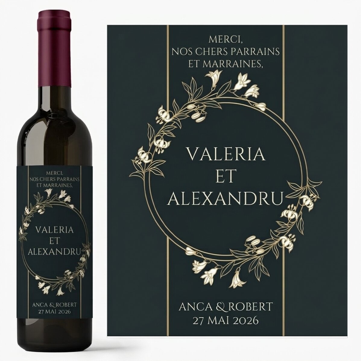 Vin personnalisé avec un message - Pour les parrains et marraines
