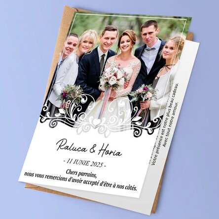 Carte de vœux personnalisée avec une photo et un texte - Mariage