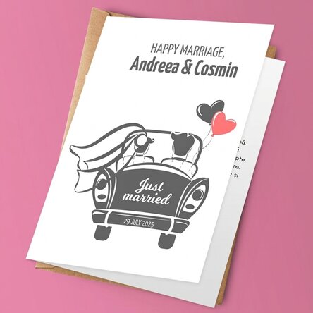 Carte de vœux personnalisée avec texte - « Just married »