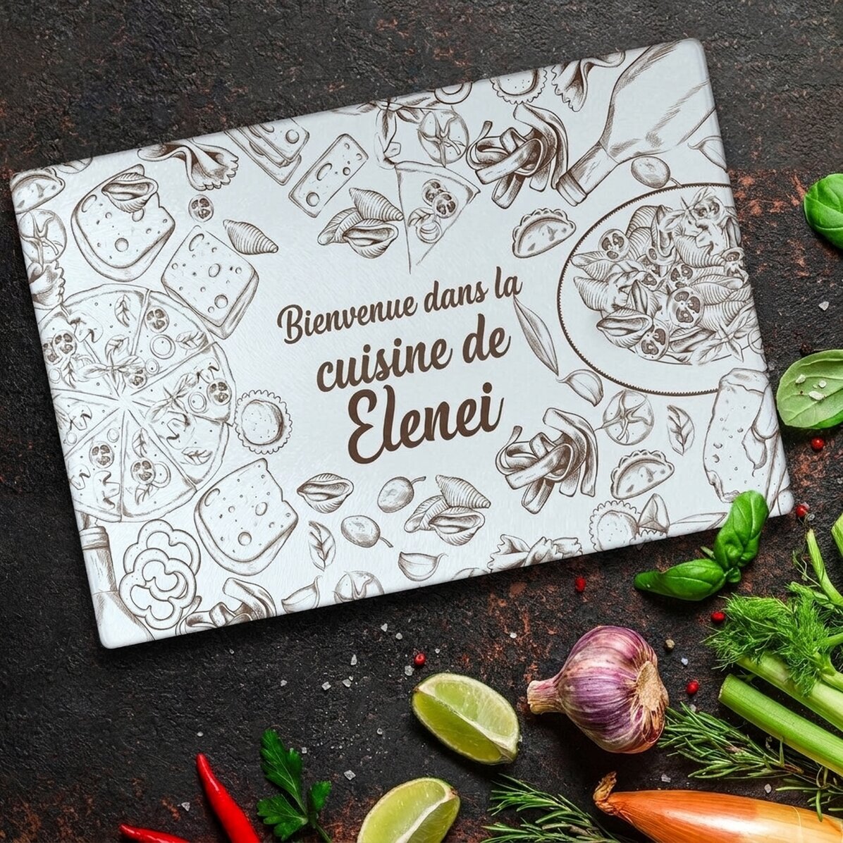 Coupe-verre personnalisé avec inscription - Bienvenue dans la cuisine