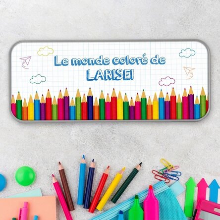 Trousse personnalisée avec inscription - Un monde haut en couleur