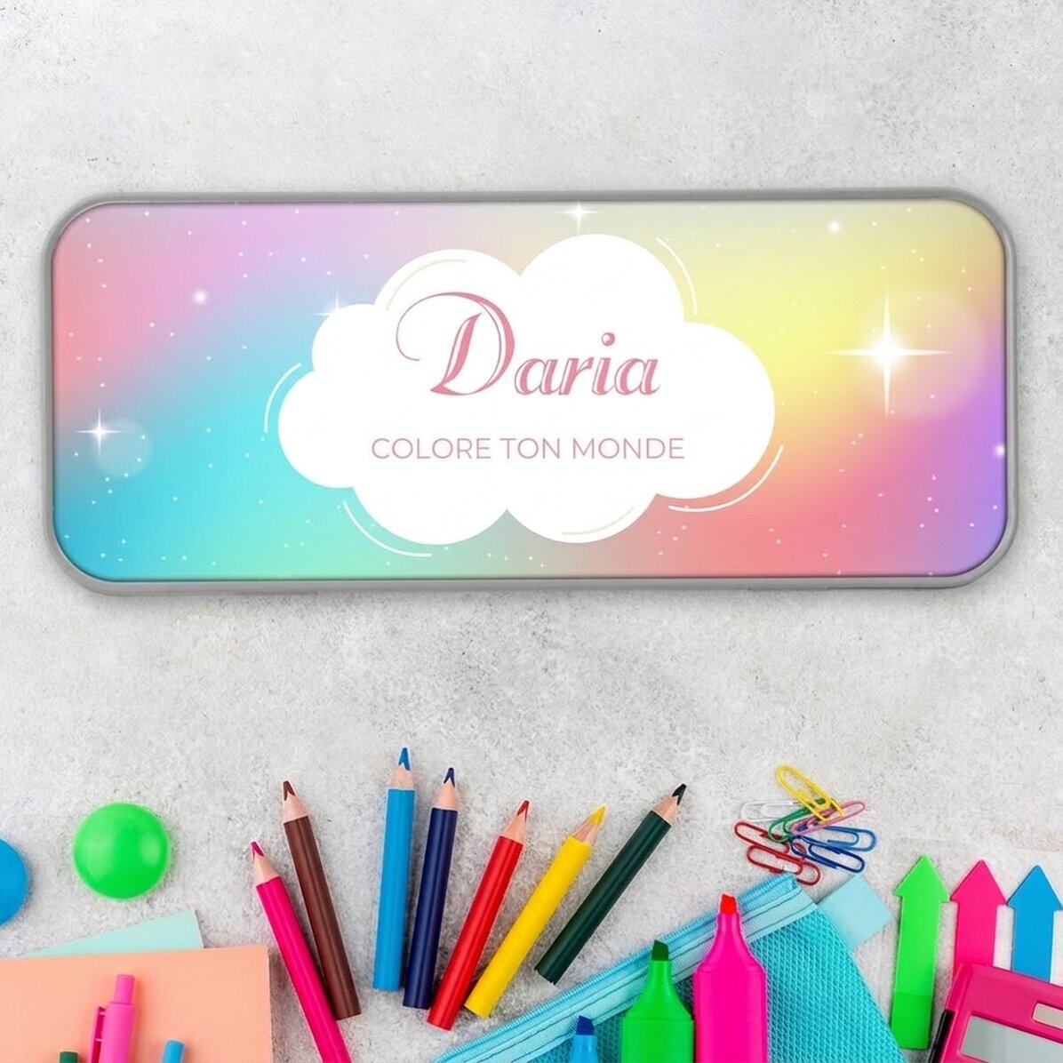 Trousse personnalisée avec inscription - Rainbow