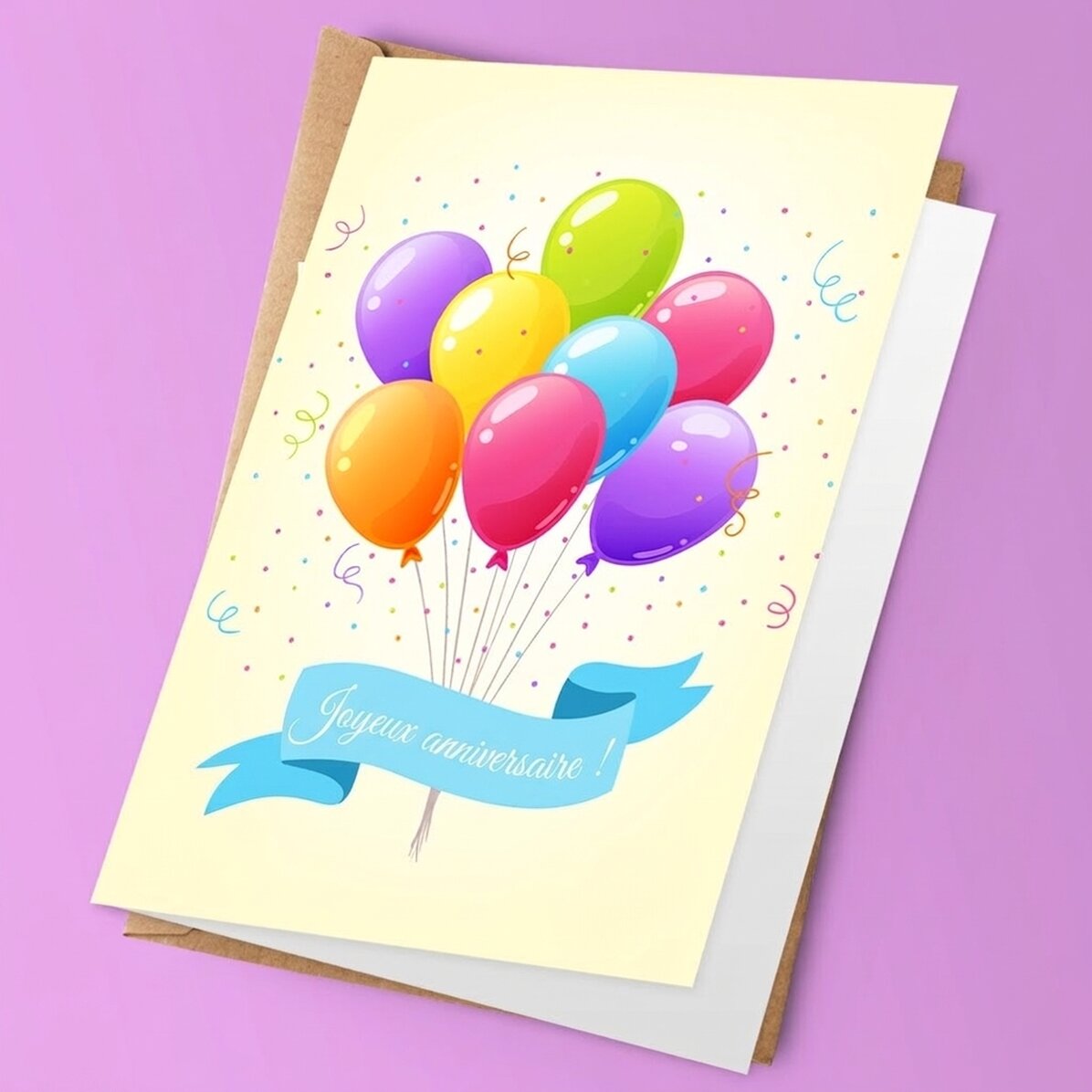 Carte de vœux personnalisée - Ballons colorés