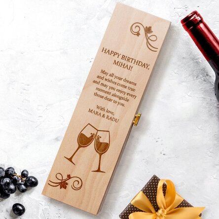 Caisse de vin personnalisée avec un message - Vœux pour ton anniversaire