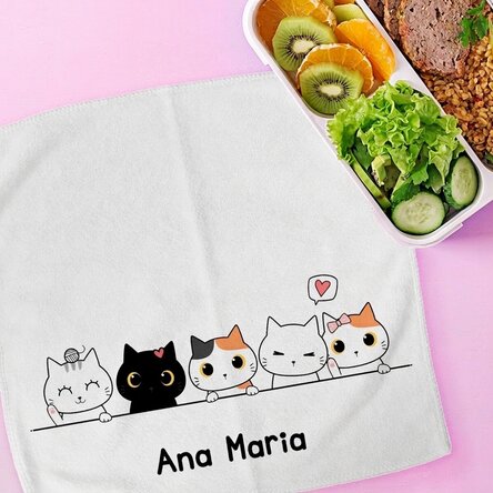 Serviette personnalisée avec inscription pour enfants - Petits chats