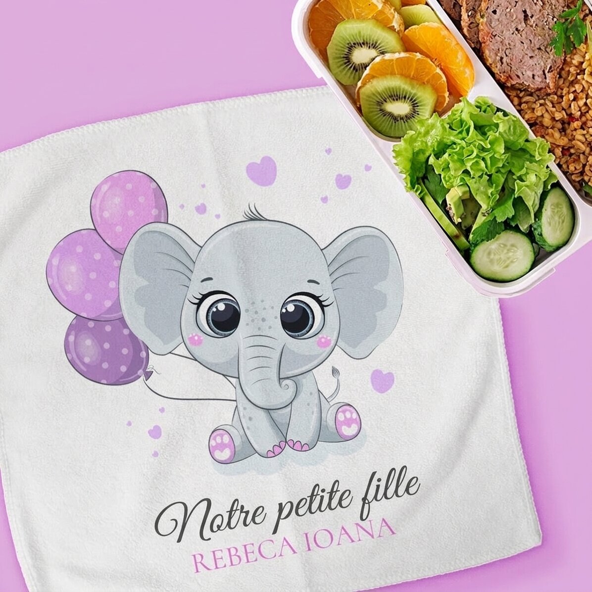 Serviette personnalisée avec prénom - Bébé fille