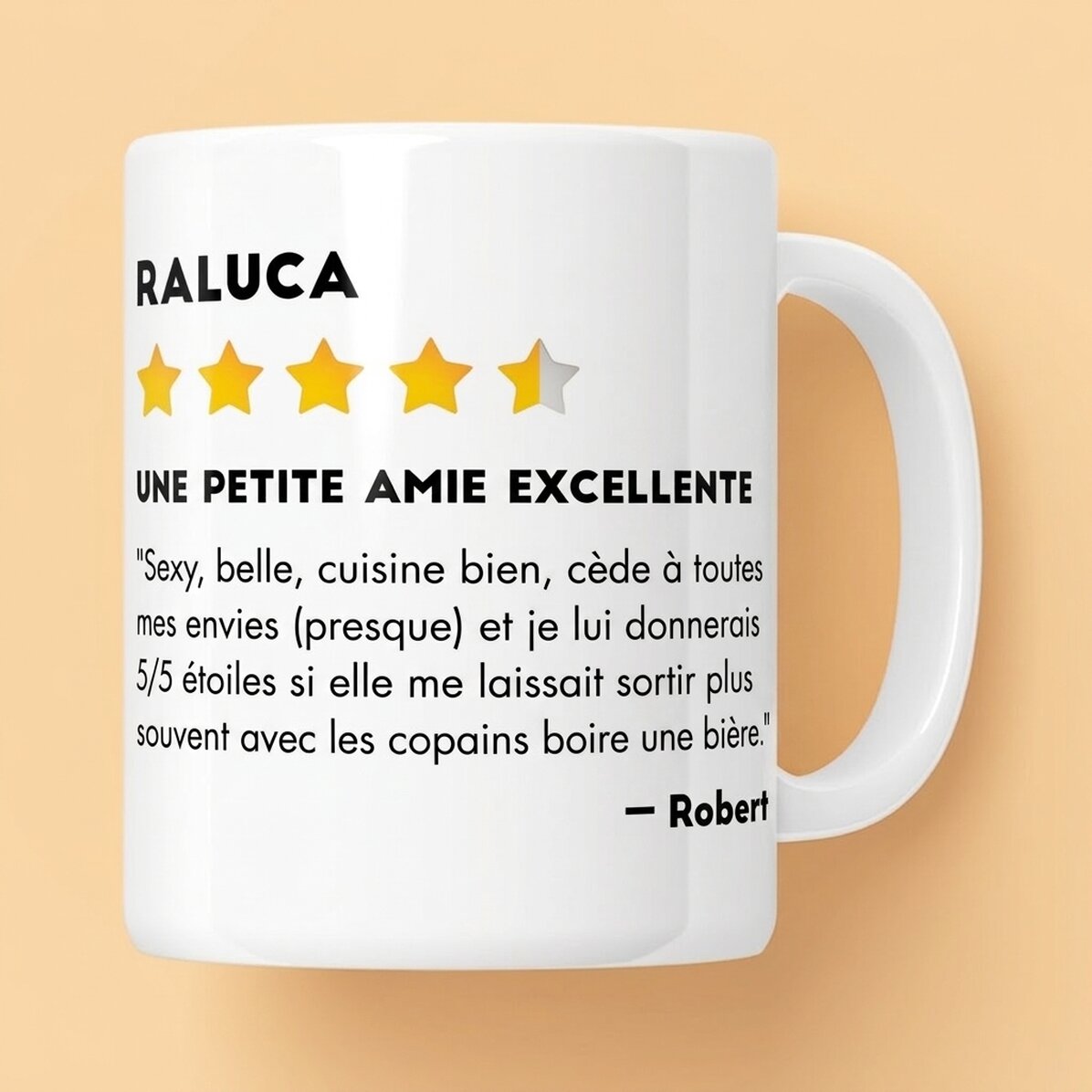 Tasse personnalisée avec une photo et un texte - Avis