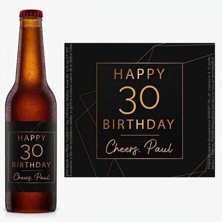 Bière personnalisée avec un message - Happy birthday Gold