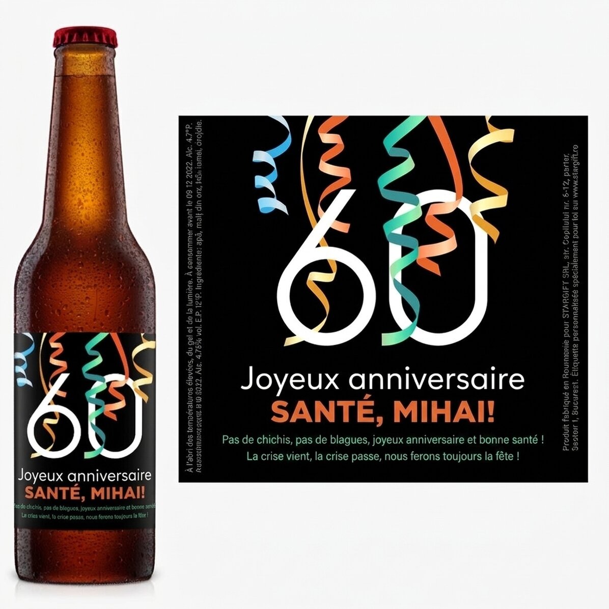 Bière personnalisée avec un texte - Santé !