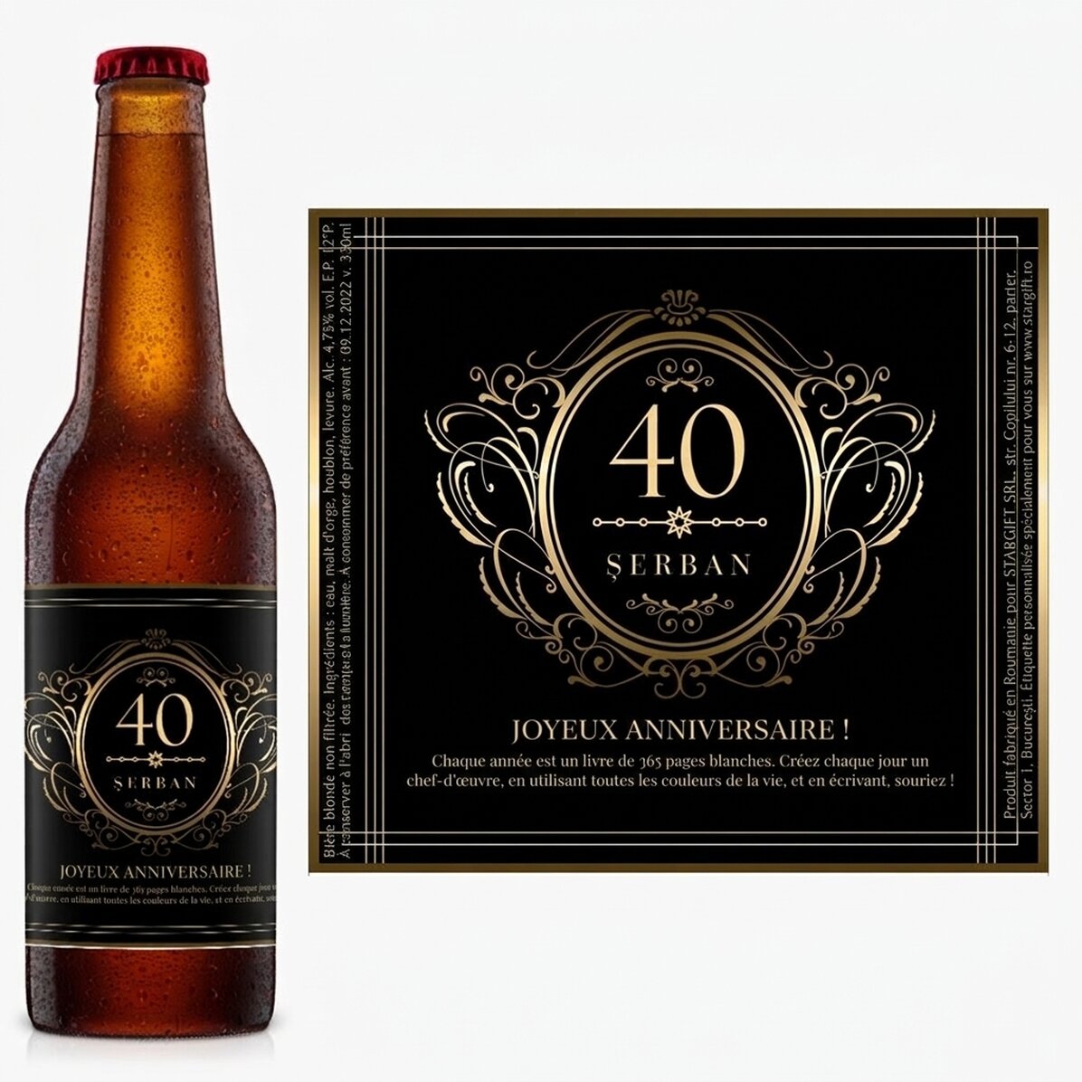 Bière personnalisée avec un message - Happy 40