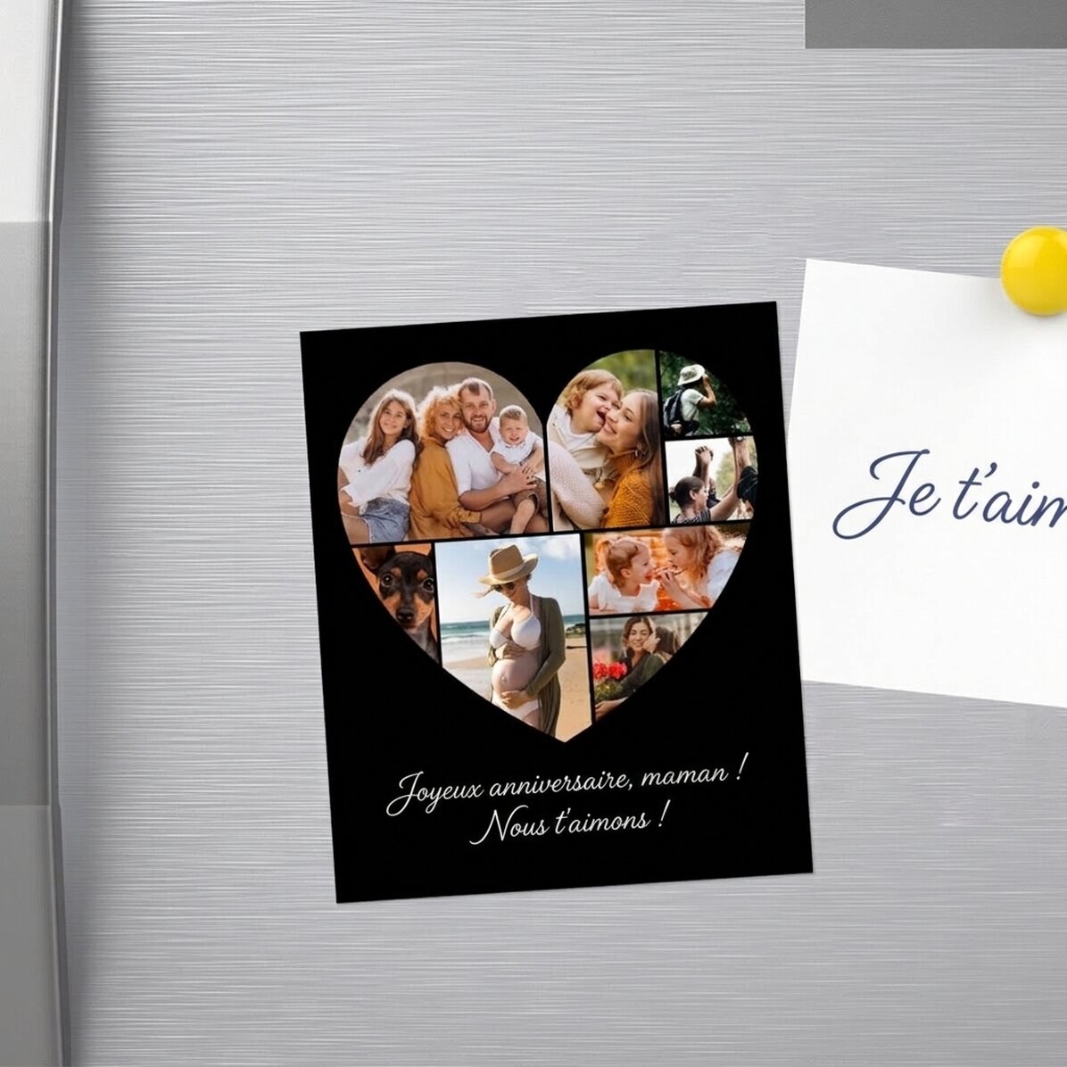 Aimant personnalisé de 10 x 12 cm avec 8 photos en forme de cœur