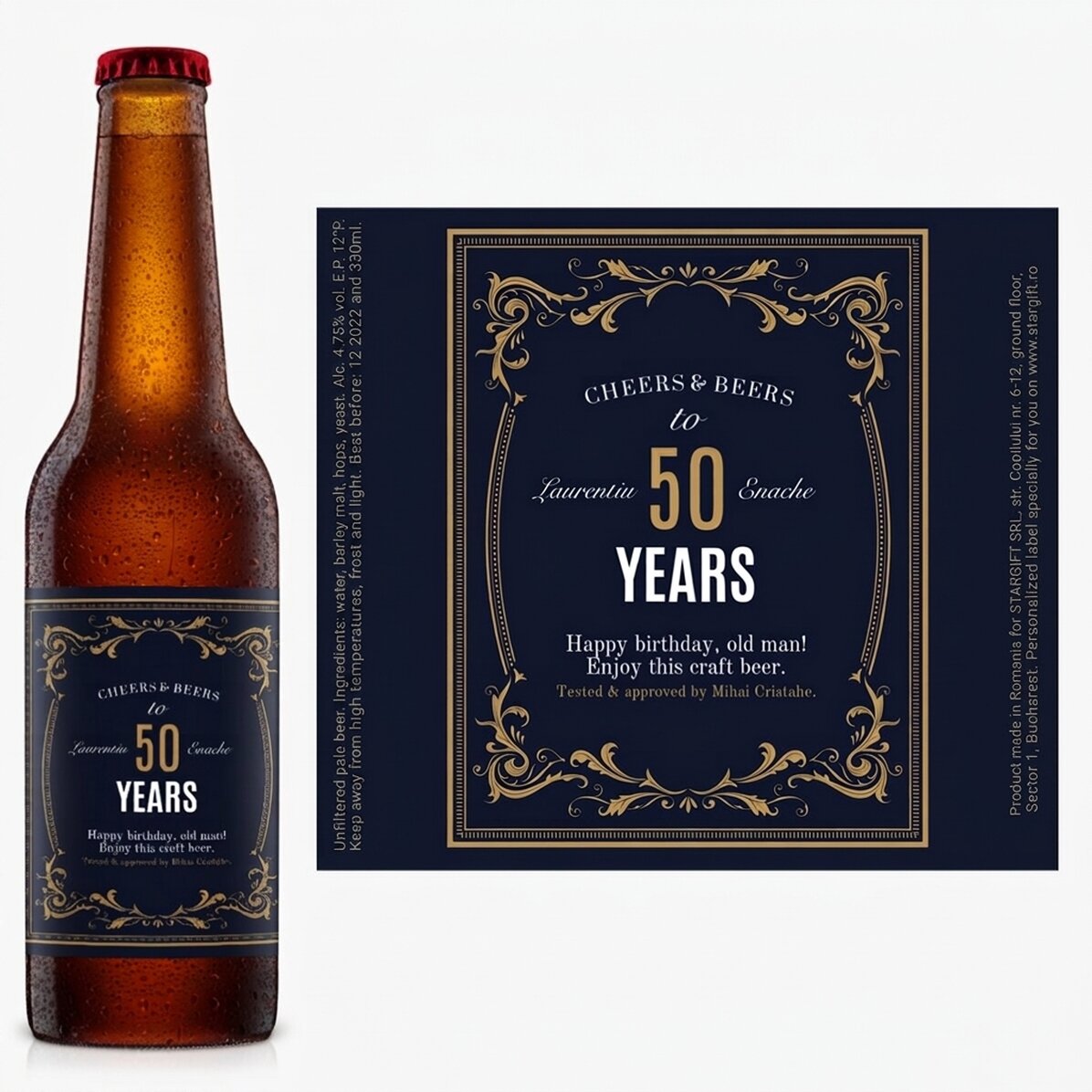Bière personnalisée avec un texte - Vintage 50
