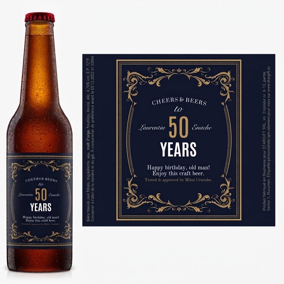 Bière personnalisée avec un texte - Vintage 50