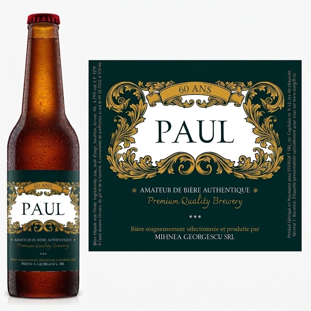 Bière personnalisée avec un texte - Royal 60