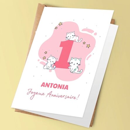 Carte de vœux personnalisée, recto-verso avec texte - Anniversaire d'enfant