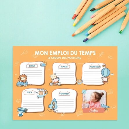 Emploi du temps personnalisé avec une photo et un texte - Little ones