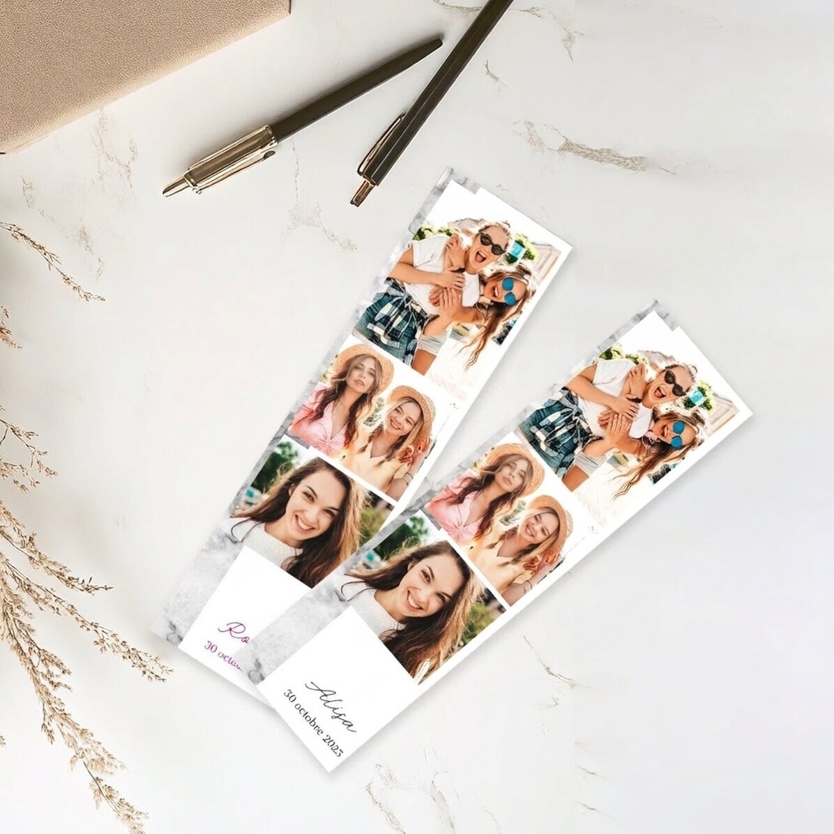 Marque-page personnalisé avec un texte et 3 photos