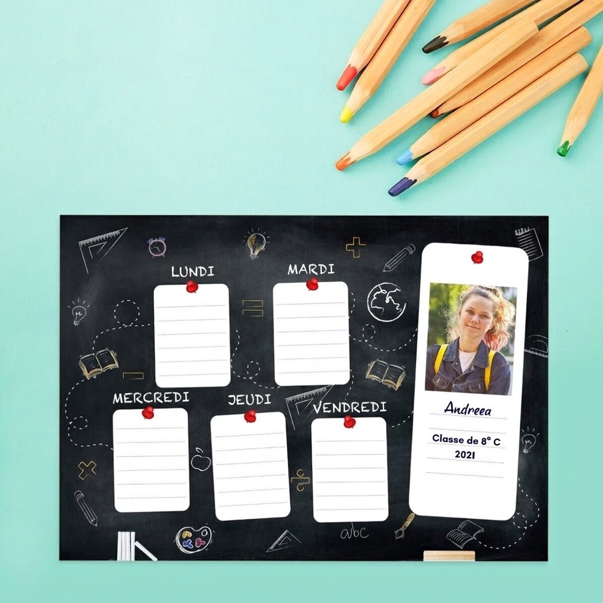 Emploi du temps personnalisé avec une photo et un texte - Blackboard