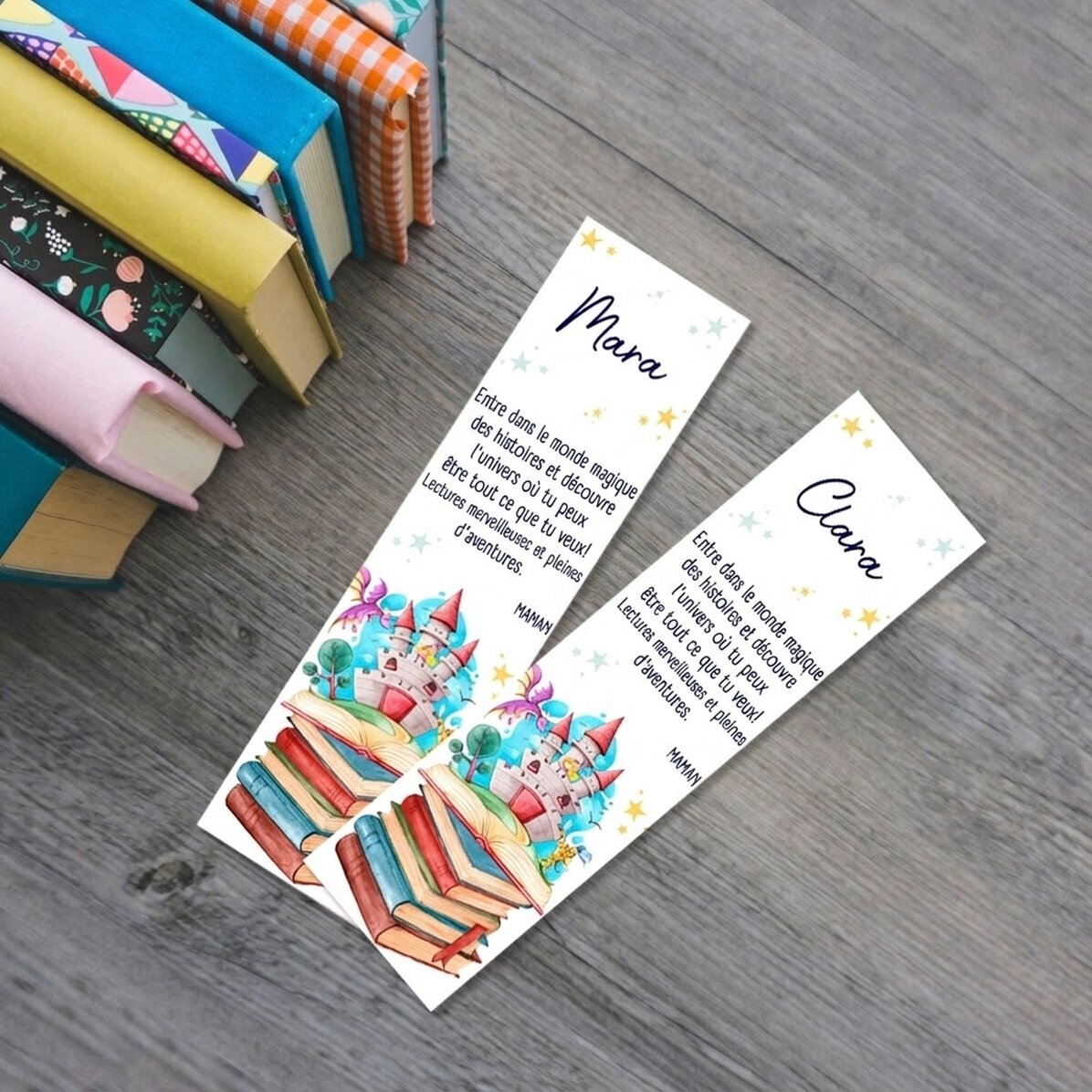 Marque-page personnalisé avec message - Le monde magique des contes