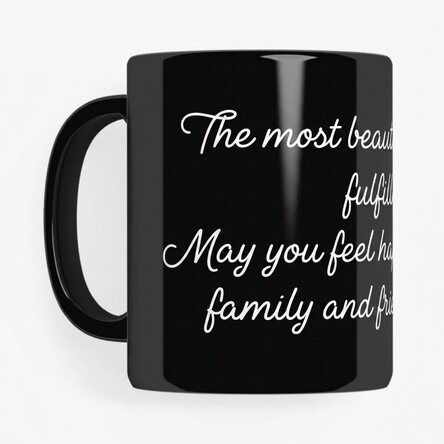Personalised black mug with message