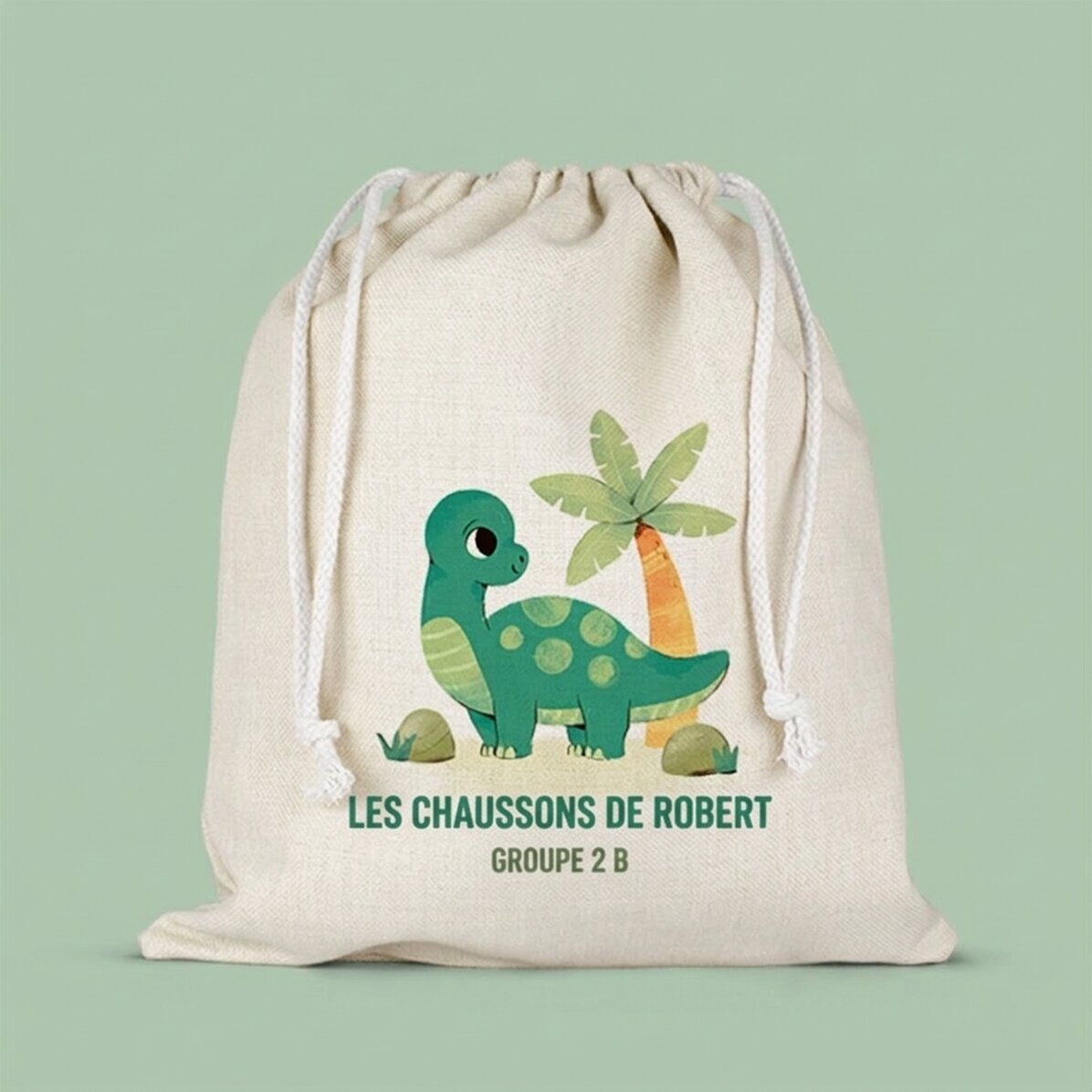Sac de crèche personnalisé avec inscription - Dino