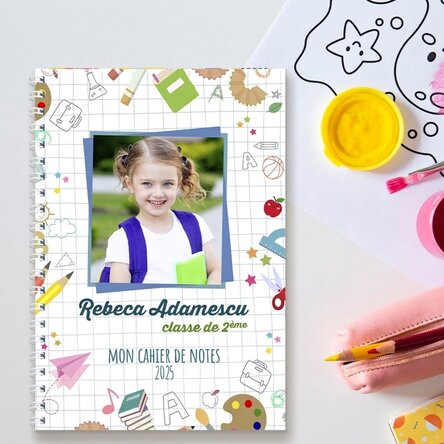 Carnet personnalisé avec une photo et un texte - Rentrée scolaire