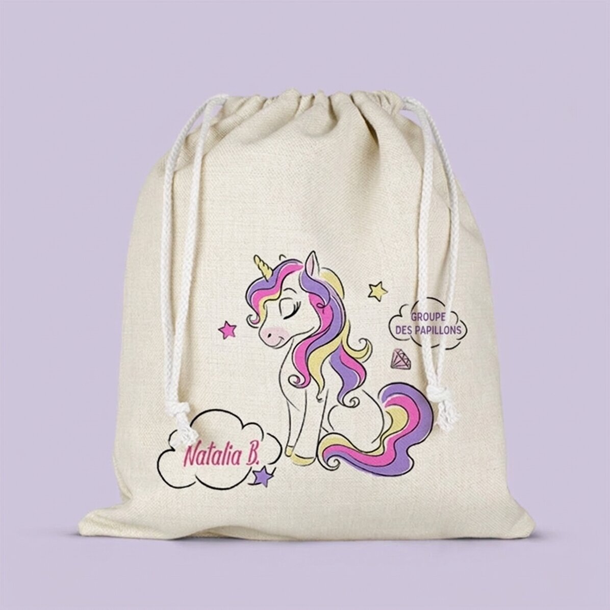 Sac de crèche personnalisé avec inscription - Licorne