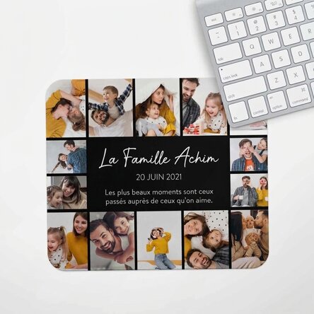 Tapis de souris personnalisé avec 14 photos et un texte