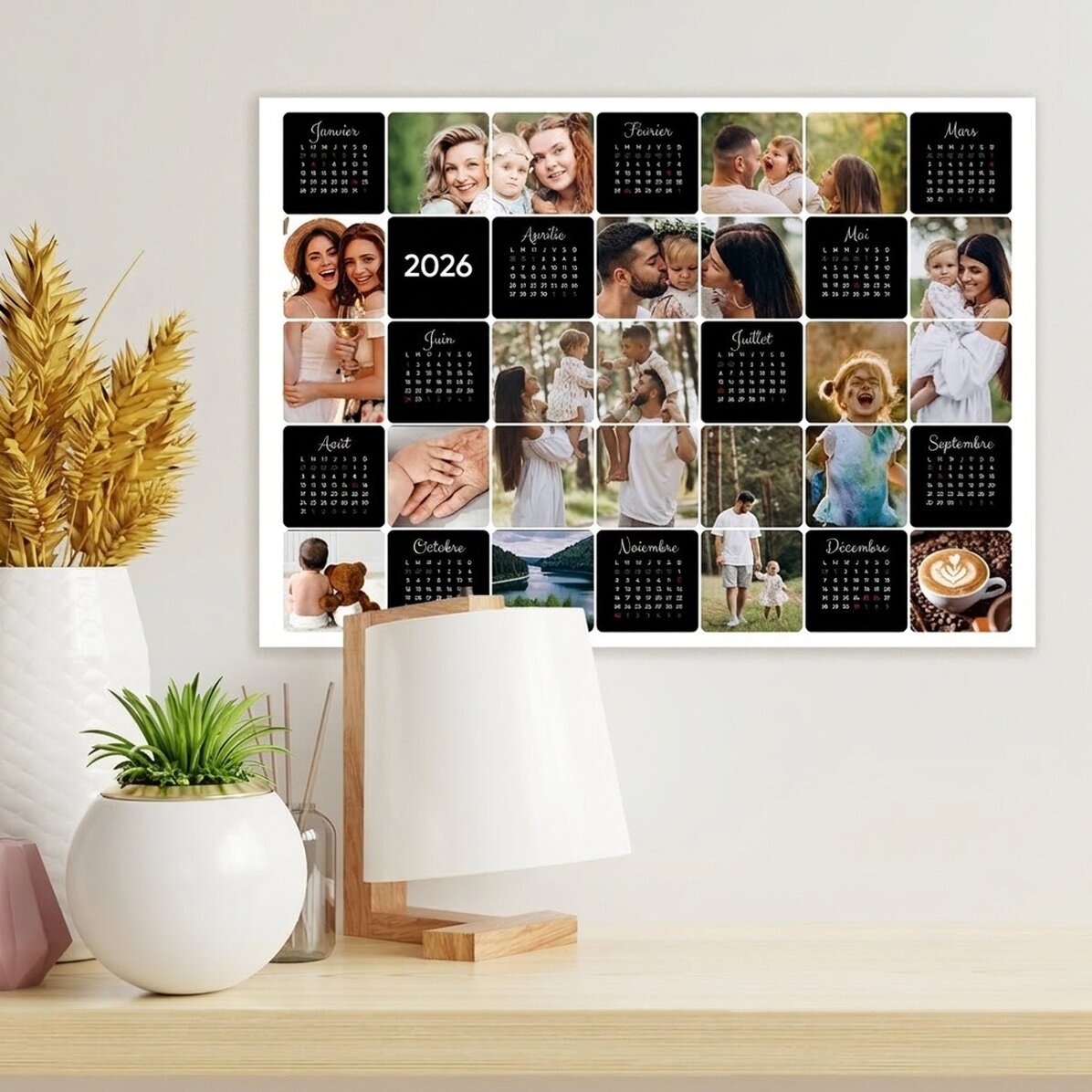 Affiche-calendrier personnalisée avec 12 photos