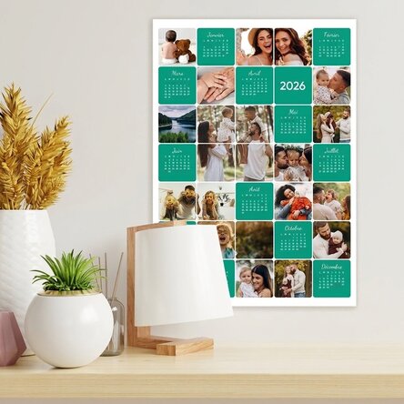 Affiche-calendrier personnalisée avec 16 photos