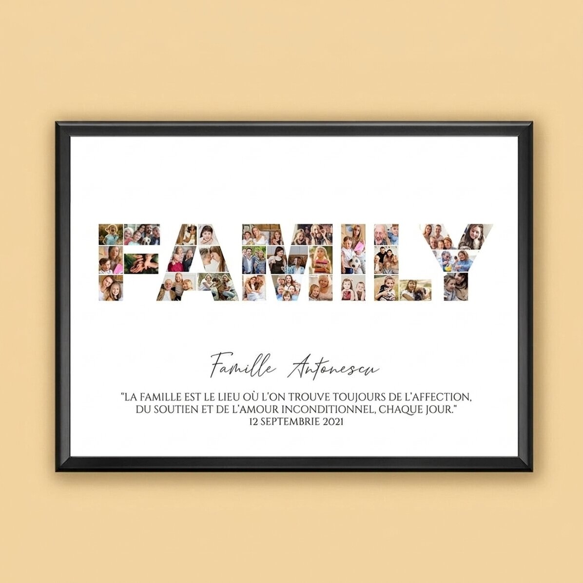 Tableau « Landscape » personnalisé avec 30 photos et un texte - Family