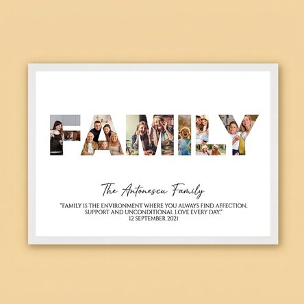 Tableau paysage personnalisé avec 7 photos et un texte - Famille