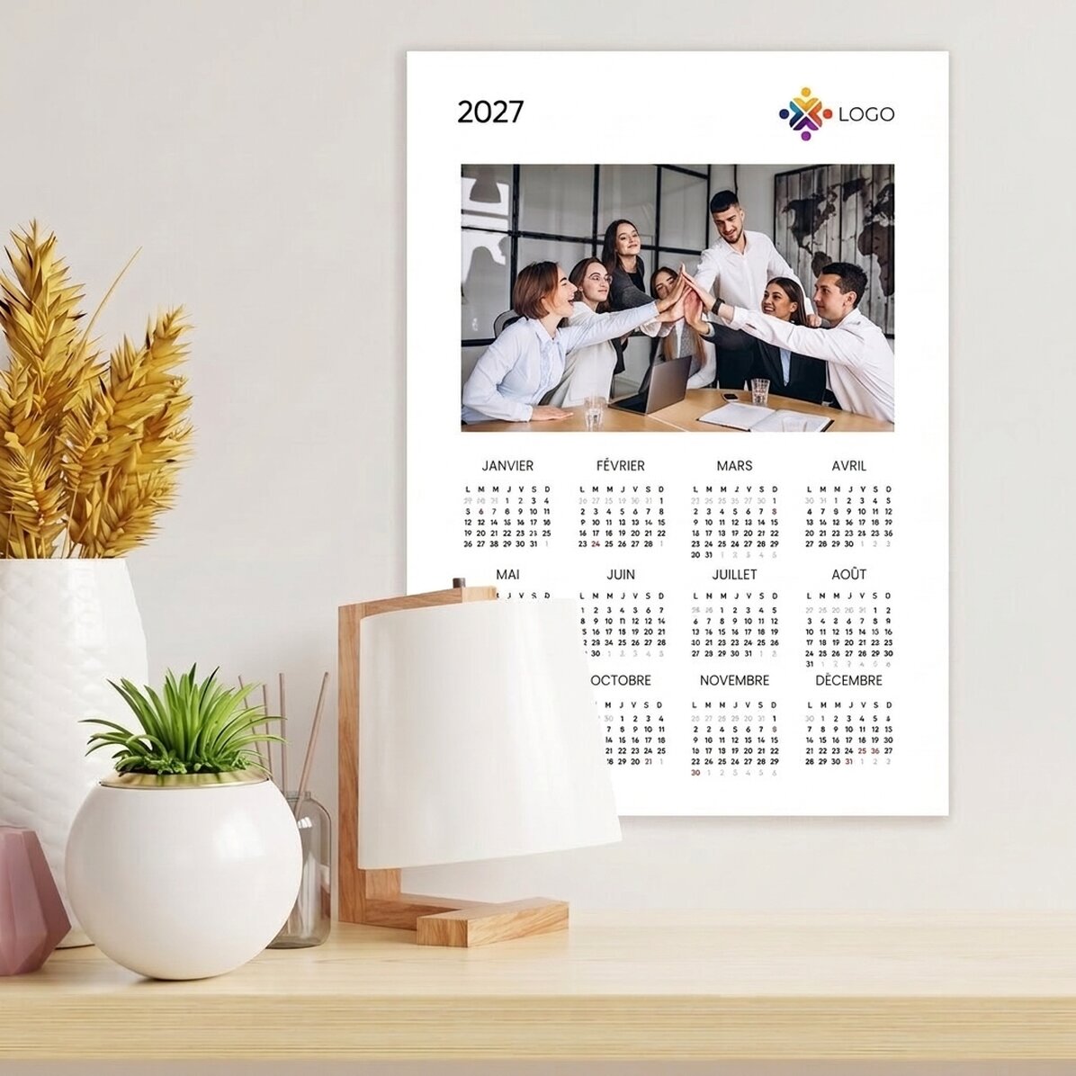 Affiche-calendrier personnalisée avec un logo et une photo