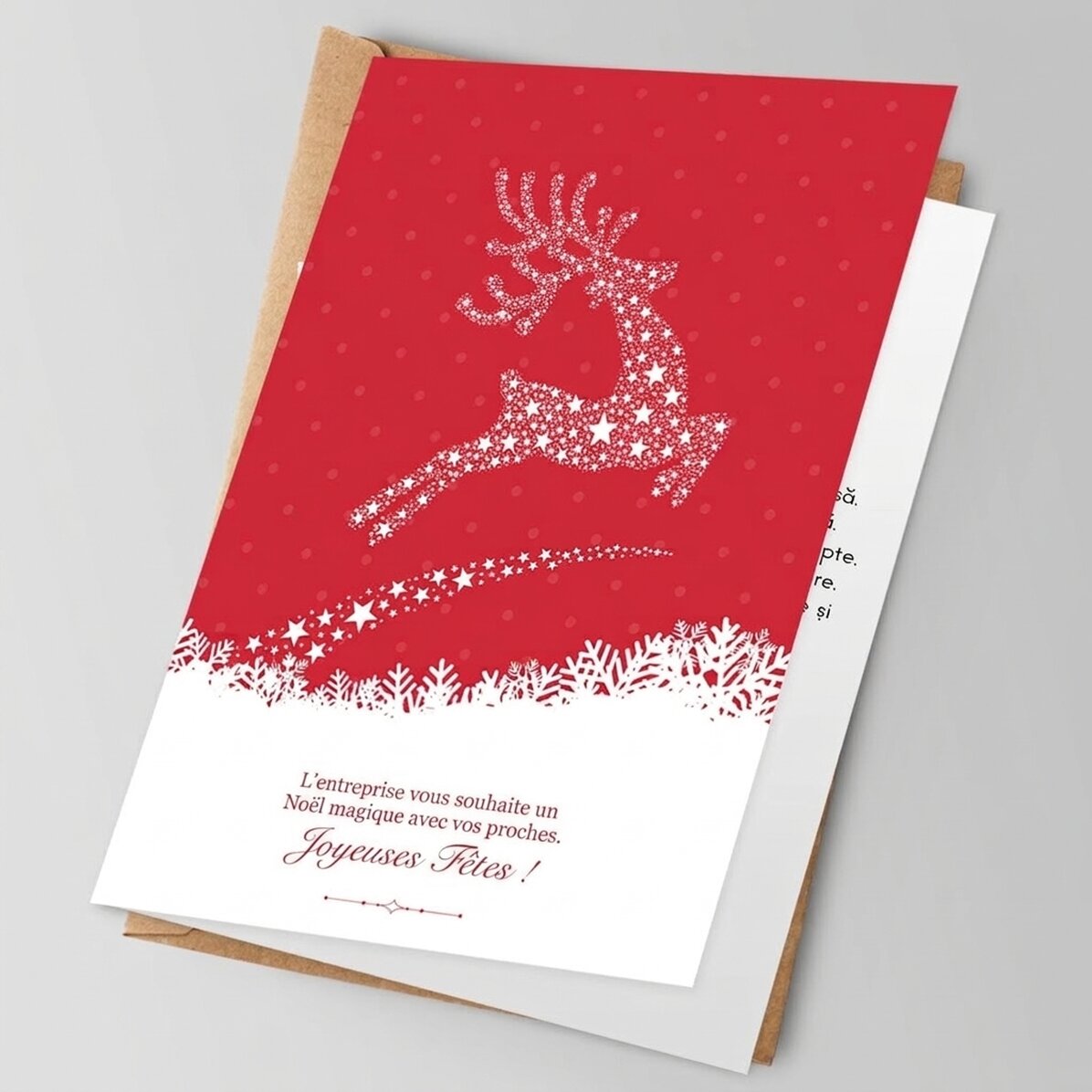 Carte de vœux personnalisée recto-verso avec texte et logo - La magie de Noël