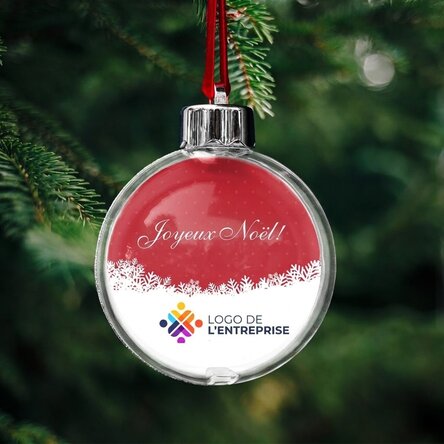 Boule de Noël personnalisée avec logo et message - La magie de Noël
