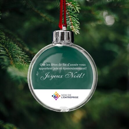 Boule de Noël personnalisée avec logo et message - Joyeux Noël !