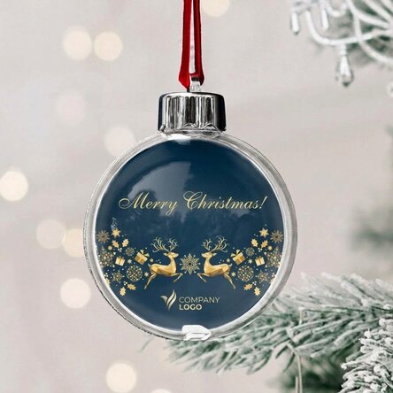 Boule de Noël personnalisée avec logo et message - Histoire de Noël