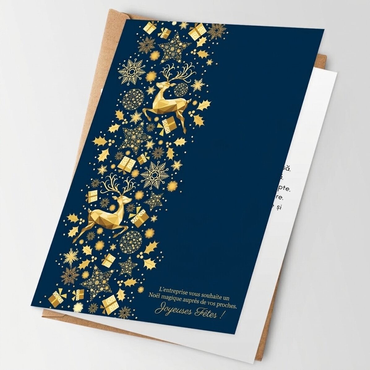 Carte de vœux personnalisée recto-verso avec texte et logo - Histoire de Noël