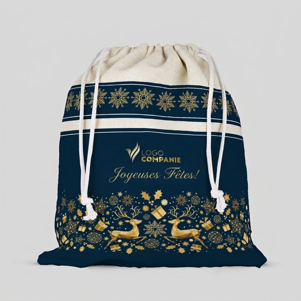 Sac de 36 x 39 cm personnalisé avec un logo - Histoire de Noël