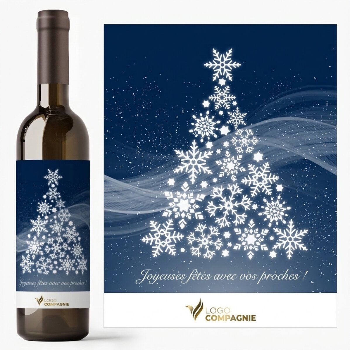 Vin personnalisé avec logo et message - Joyeux Noël !