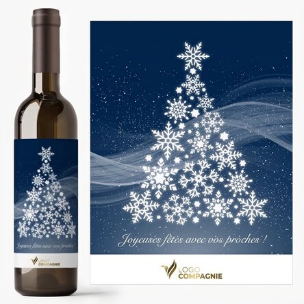 Vin personnalisé avec logo et message - Joyeux Noël !