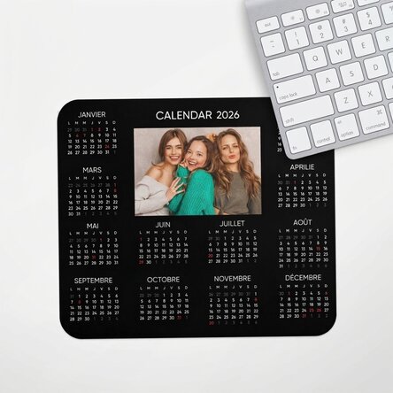 Tapis de souris personnalisé avec une photo et un texte - Calendrier