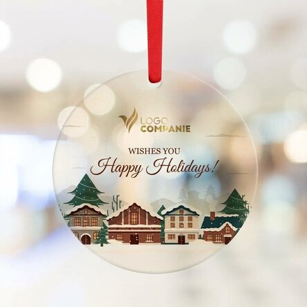 Décoration ronde personnalisée avec logo et message - Joyeux Noël !