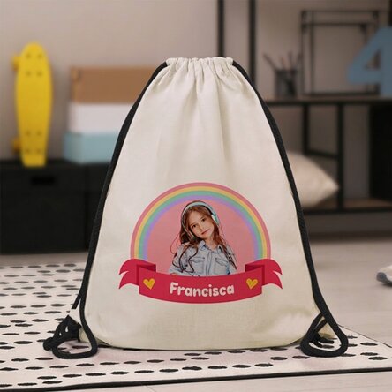Sac à dos personnalisé avec une photo et un prénom - Rainbow