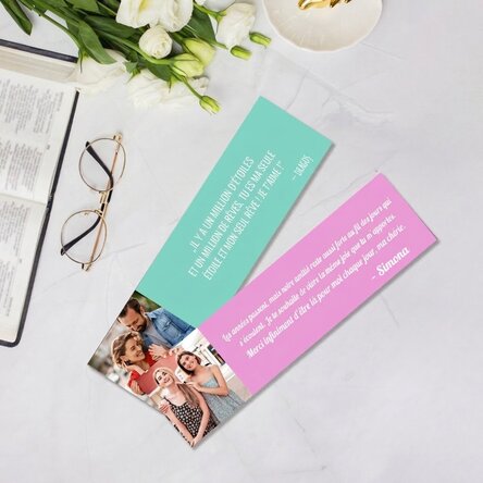 Marque-page personnalisé avec une photo et un message