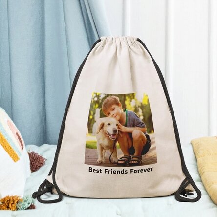Sac à dos personnalisé avec une photo carrée et un texte