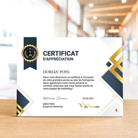 Cadre photo de bureau personnalisé avec logo et texte - Remerciements aux employés