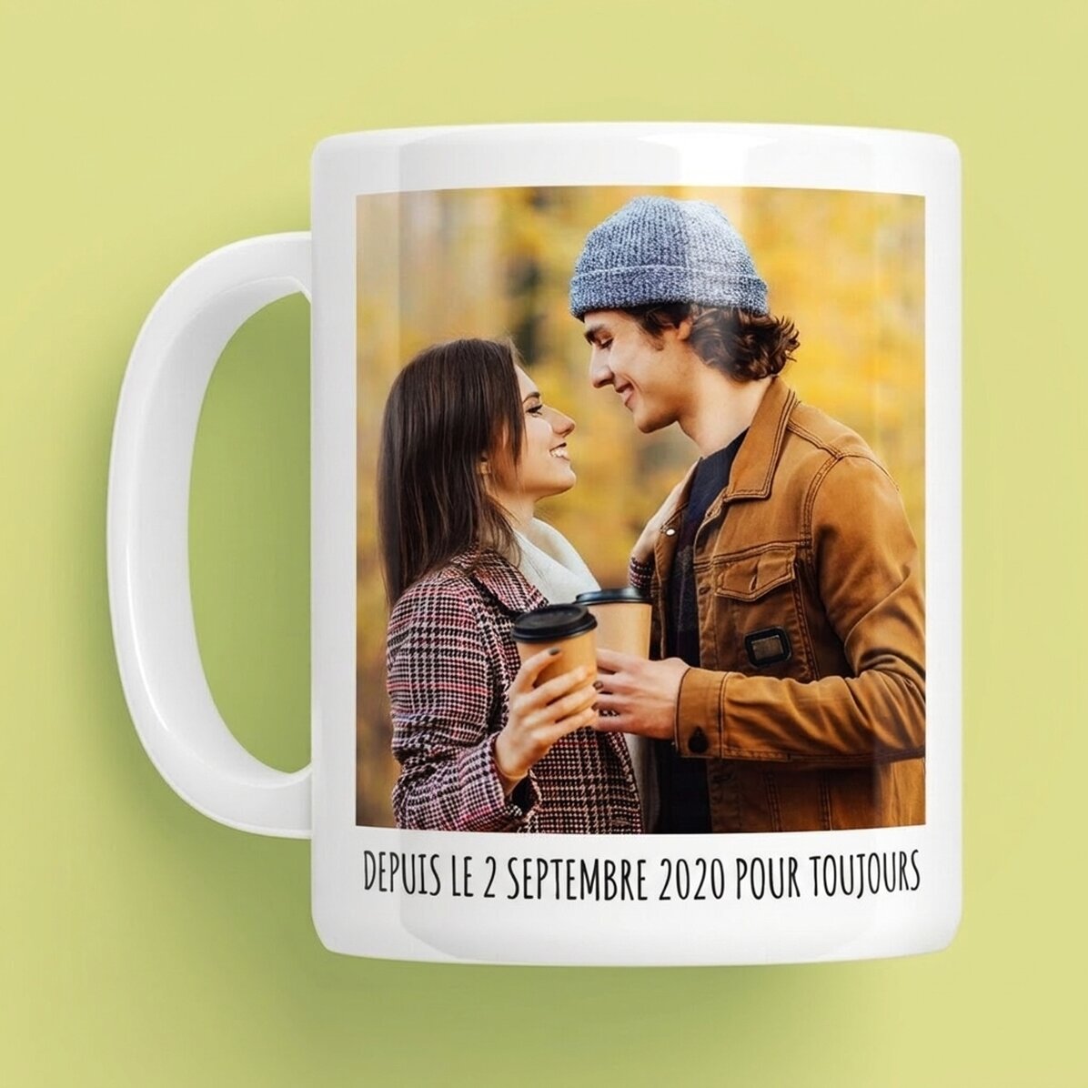 Tasse personnalisée avec 2 photos et un texte